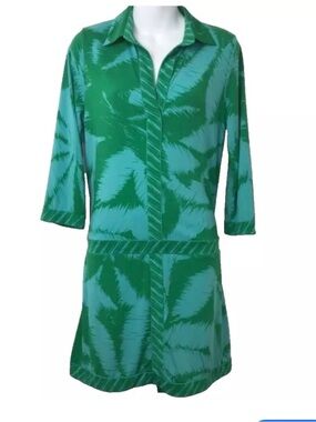 BCBGMaxAzria Teal & Emerald Printed Dress